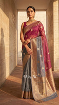 Grey Banarasi Pure Kora Silk Kadwa Saree