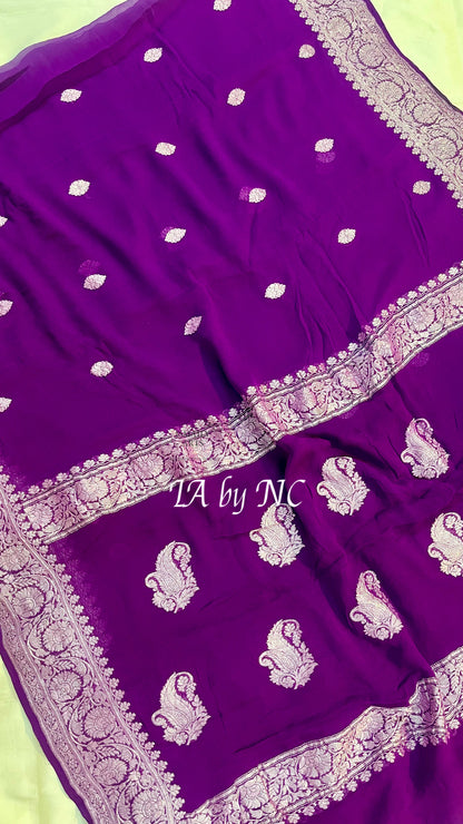 Lollipop Banarasi Pure Khaddi Georgette Kadwa Saree