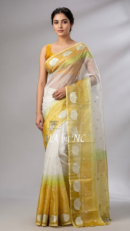 OffWhite Banarasi Pure Tissue Silk Designer Saree