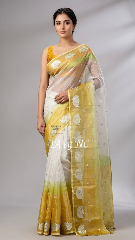 OffWhite Banarasi Pure Tissue Silk Designer Saree