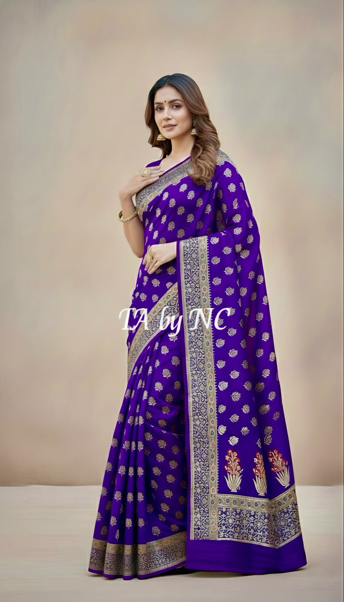 Grape Banarasi Pure Khaddi Georgette Saree