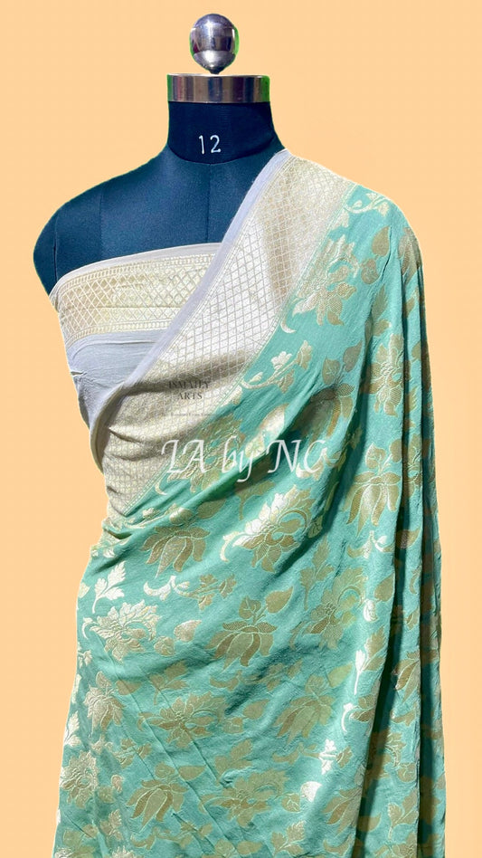 Sage Banarasi Pure Khaddi Munga Saree