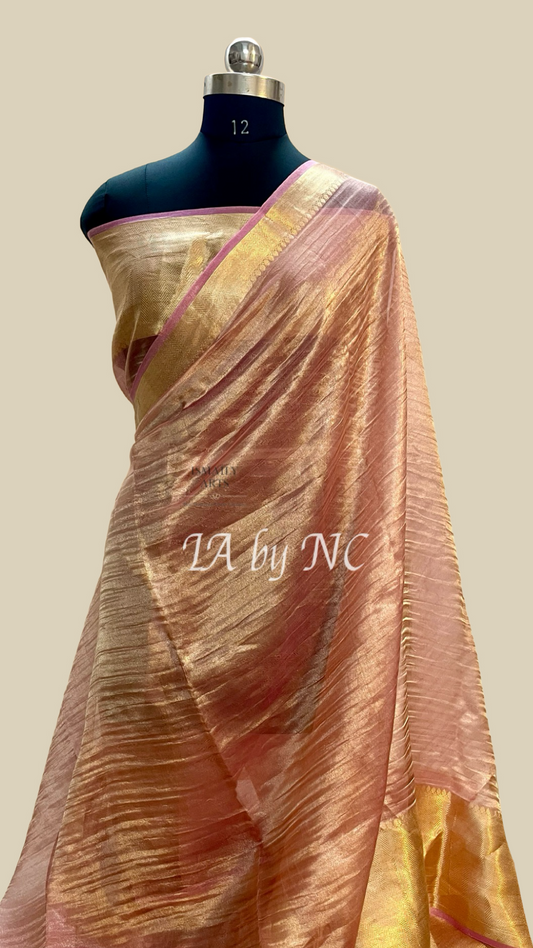 Brick Banarasi Pure Tissue Silk Saree