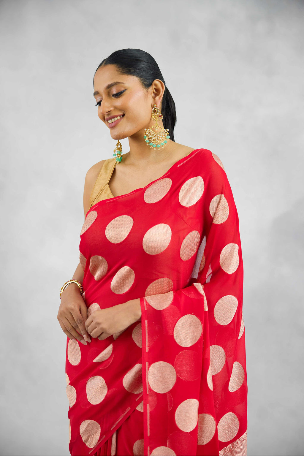 Crimson Banarasi Pure Khaddi Georgette Saree