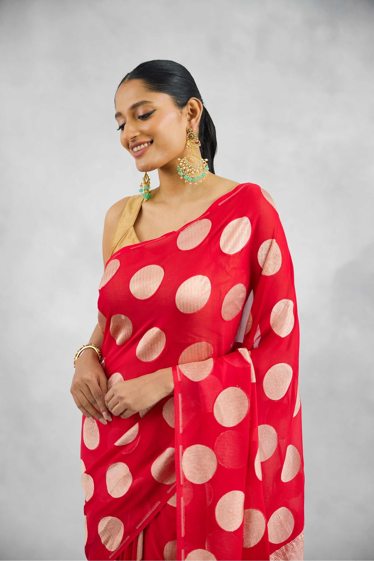 Crimson Banarasi Pure Khaddi Georgette Saree