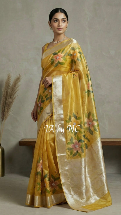 Bumblebee Banarasi Pure Tissue Silk Saree