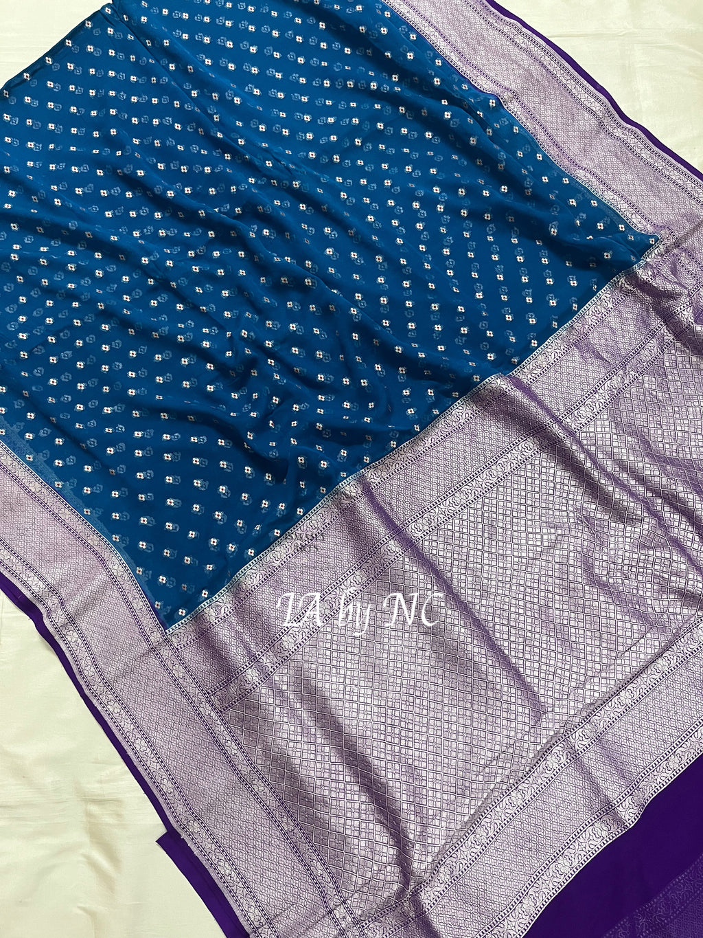 Prussian Banarasi Pure Khaddi Georgette Saree