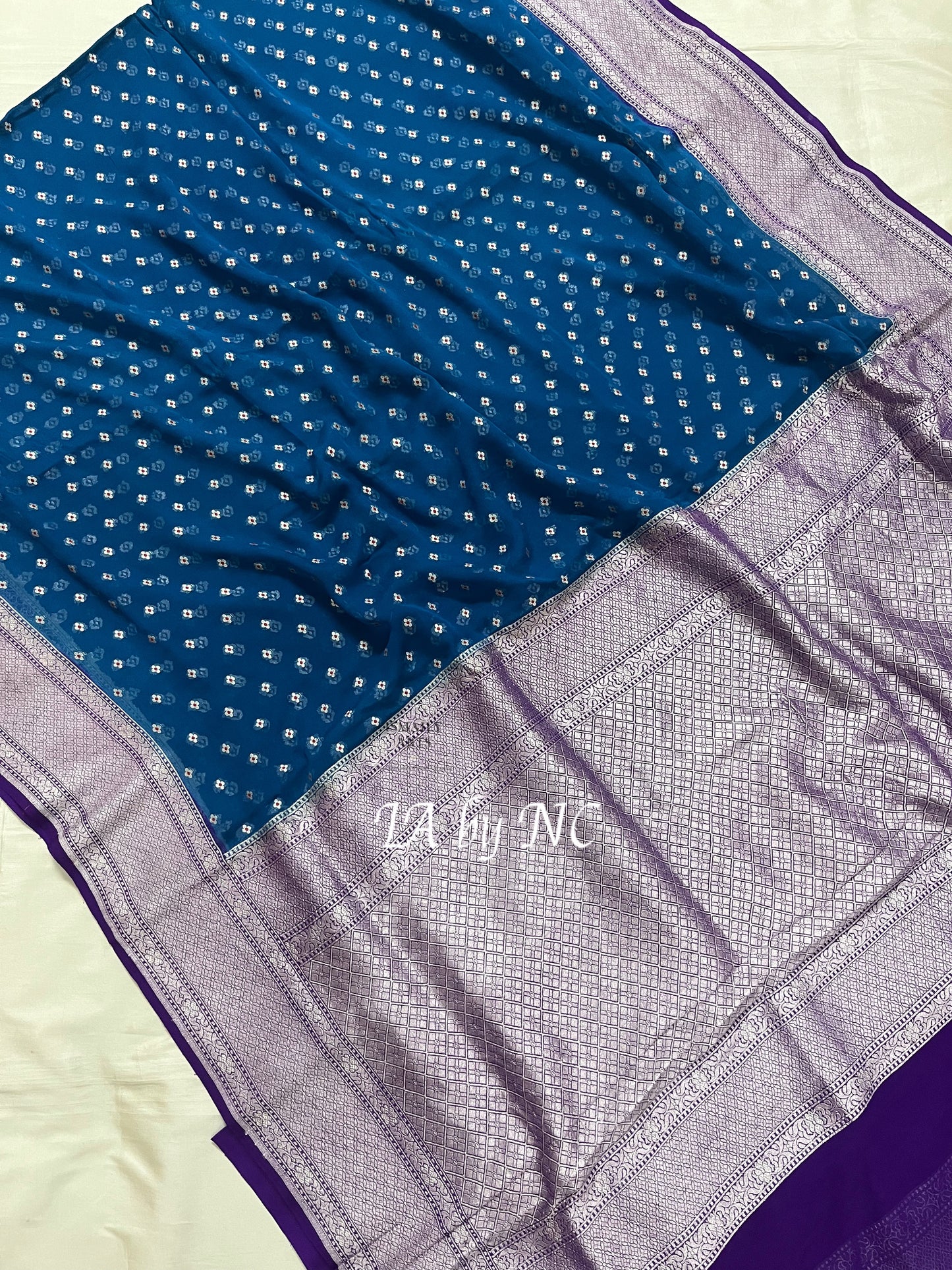 Prussian Banarasi Pure Khaddi Georgette Saree