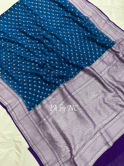 Prussian Banarasi Pure Khaddi Georgette Saree