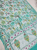 Turquoise Banarasi Pure Khaddi Tussar  Georgette Brocade Saree