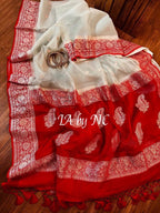 Pearl Banarasi Pure Khaddi Georgette Kadwa Saree
