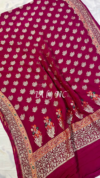 Mulberry Banarasi Pure Khaddi Georgette Saree