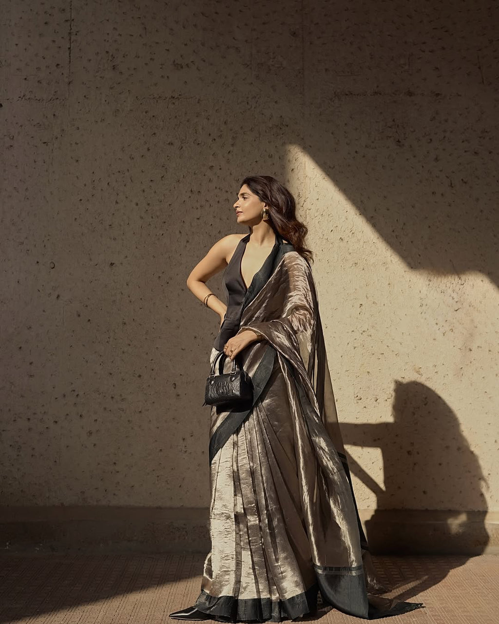 Black Banarasi Pure Tissue Silk Saree - Satin Border