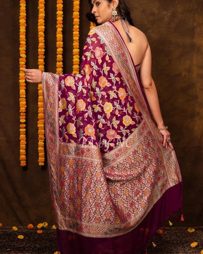 Byzantine Banarasi Pure Khaddi Georgette Saree