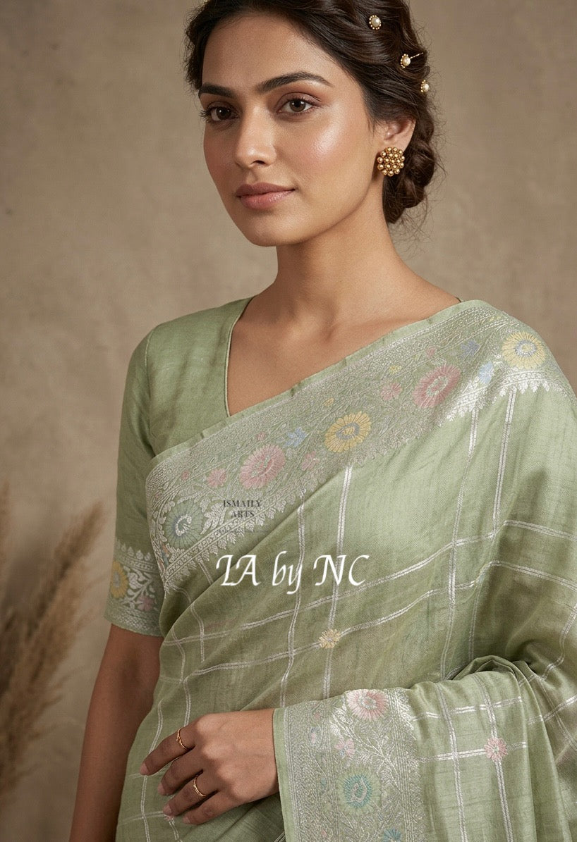 Tea Banarasi Pure Khaddi Tussar Georgette Paithani Saree