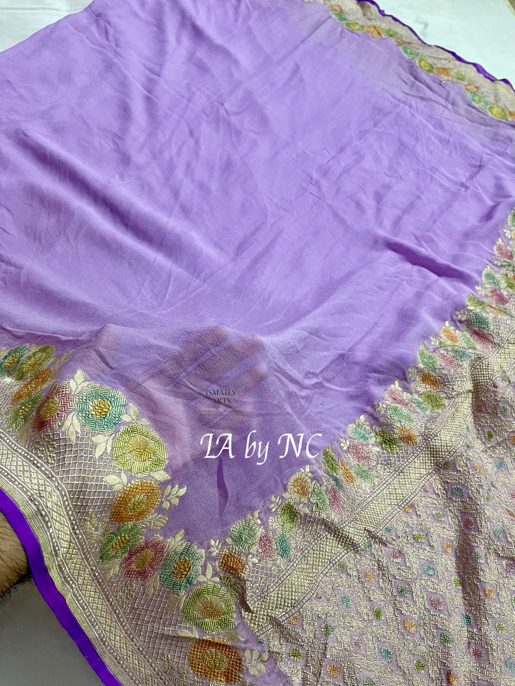 Lavender Banarasi Pure Khaddi Georgette Saree