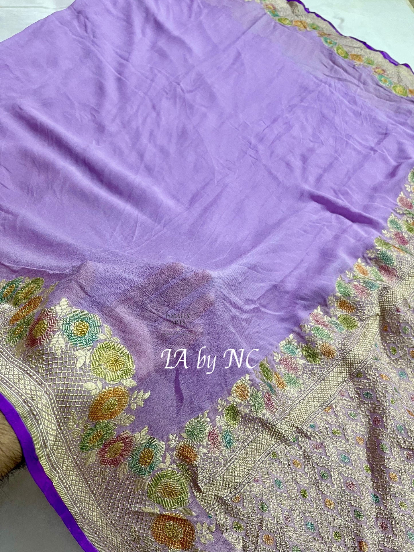 Lavender Banarasi Pure Khaddi Georgette Saree
