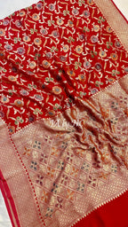 Scarlet Banarasi Pure Khaddi Georgette Saree