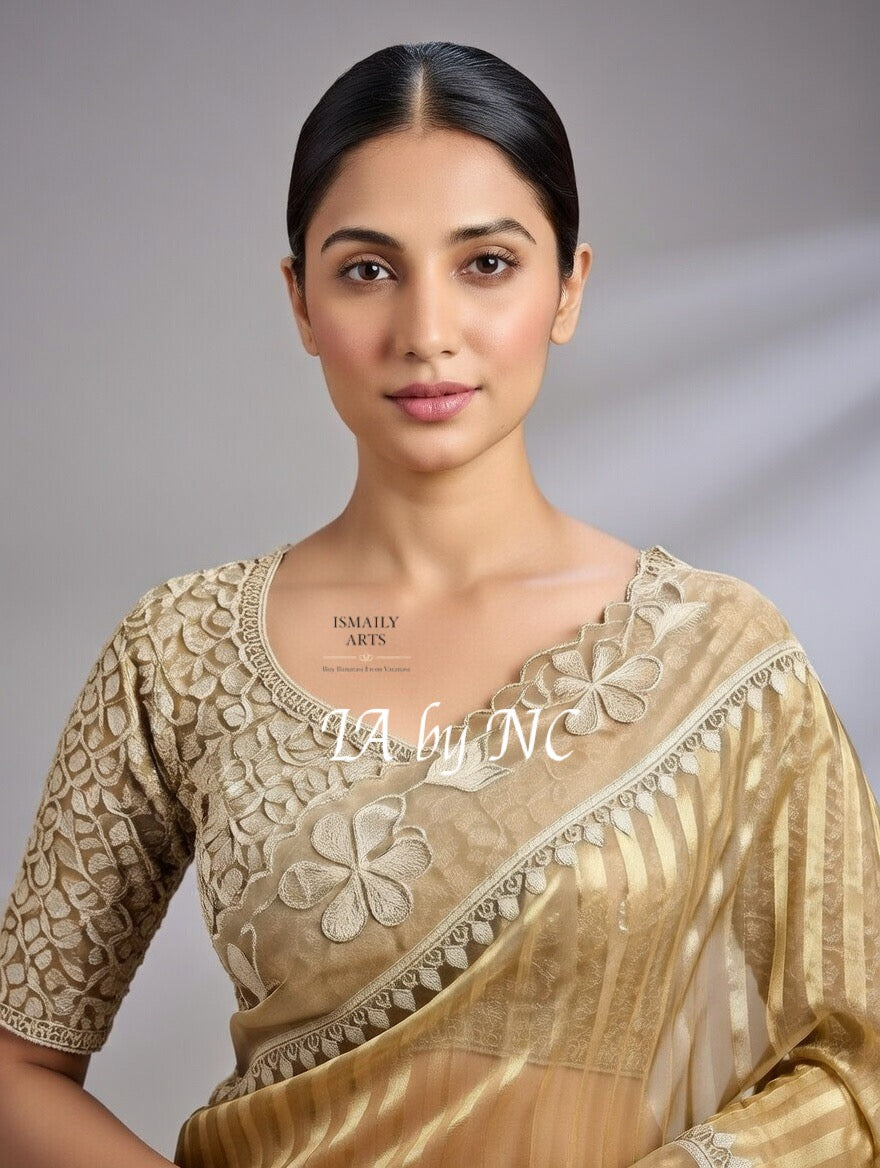 Tan Banarasi Pure Tissue Silk Designer Saree