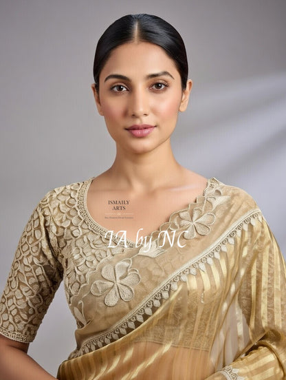 Tan Banarasi Pure Tissue Silk Designer Saree