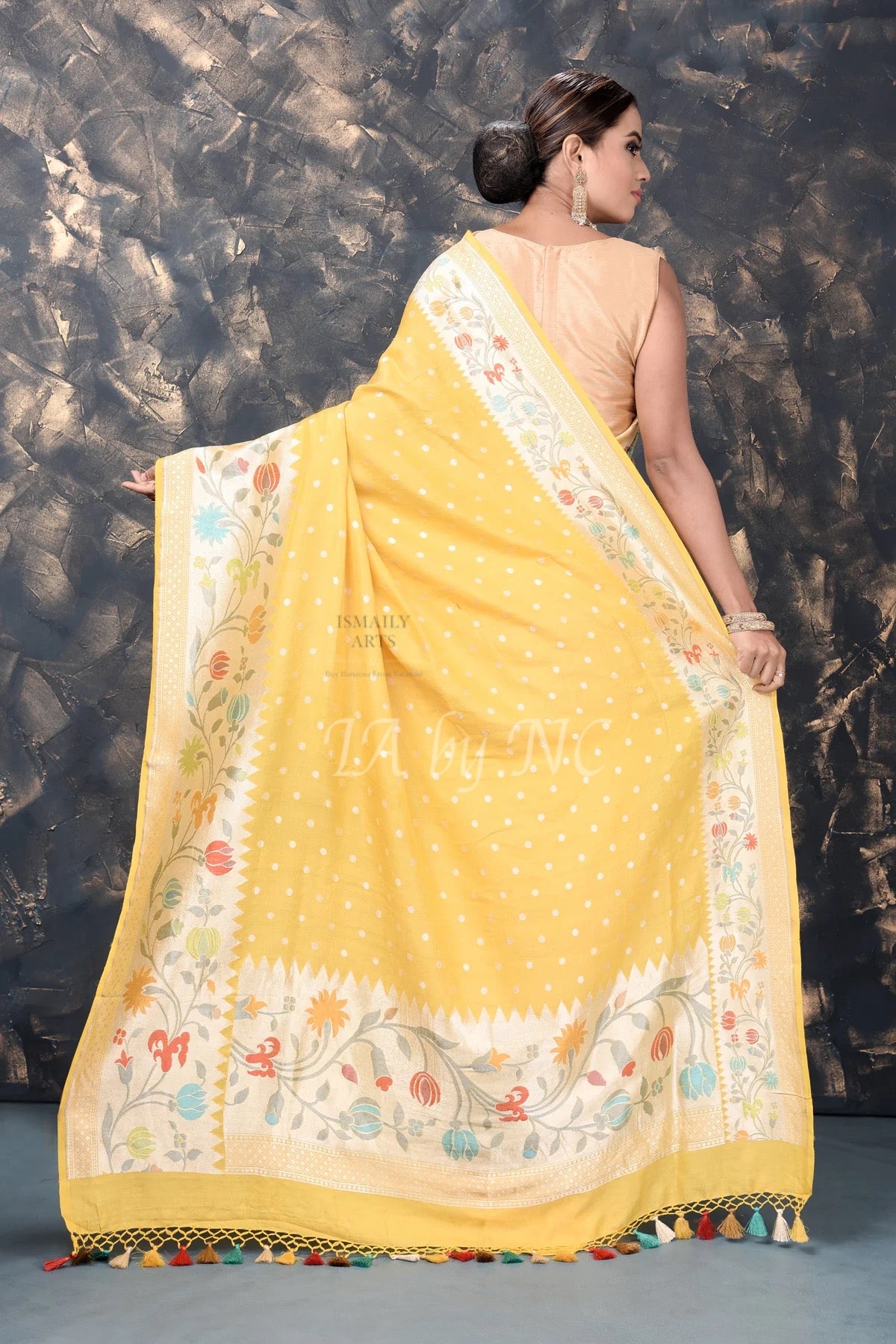 Bumblebee Banarasi Pure Khaddi Tussar Georgette Paithani Saree