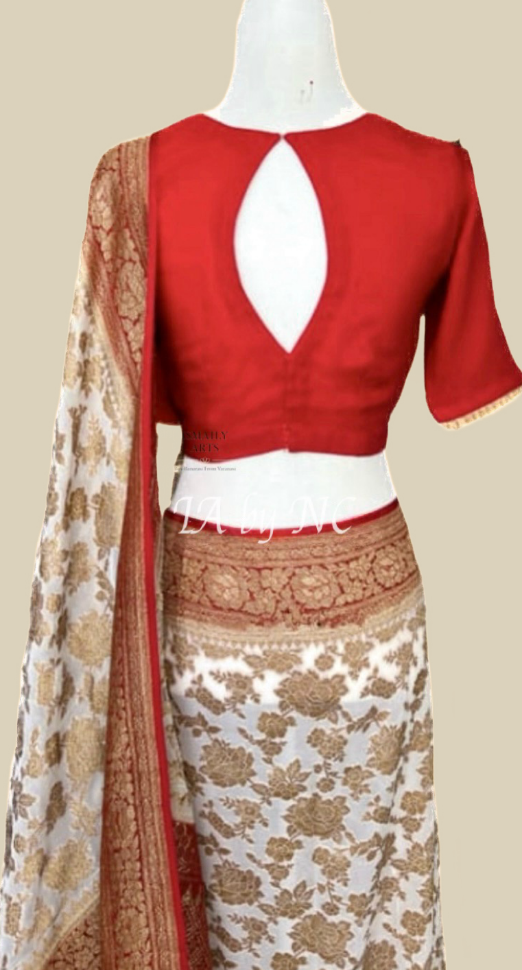 Offwhite Banarasi Pure Khaddi Georgette Saree