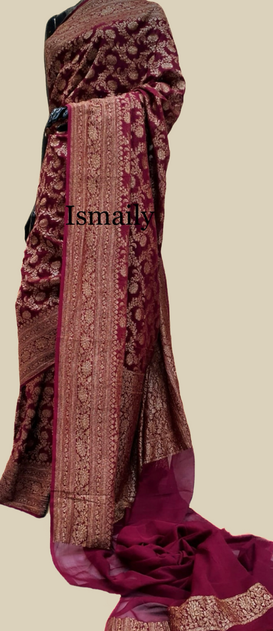 Barn Banarasi Pure Khaddi Georgette Saree