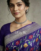 Navy Banarasi Pure Munga Silk Saree