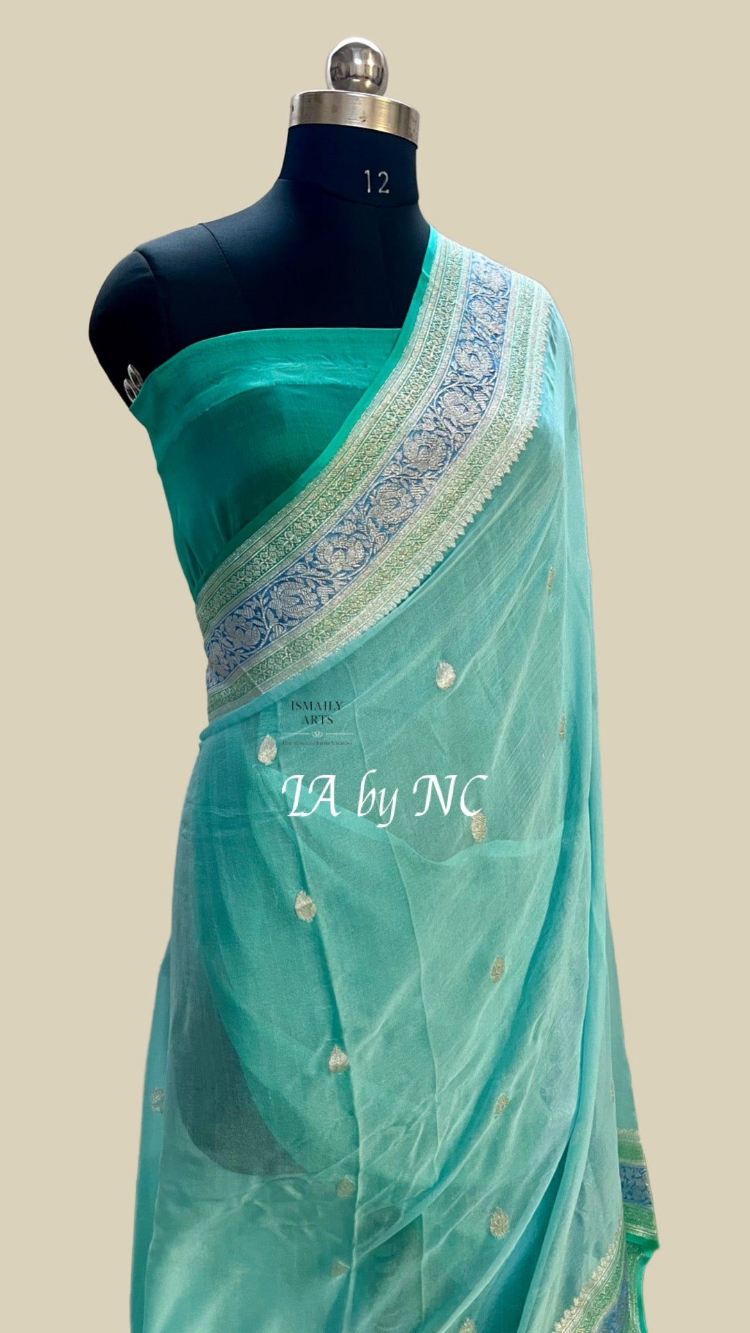 Aqua Banarasi Pure Khaddi Georgette Kadwa Saree