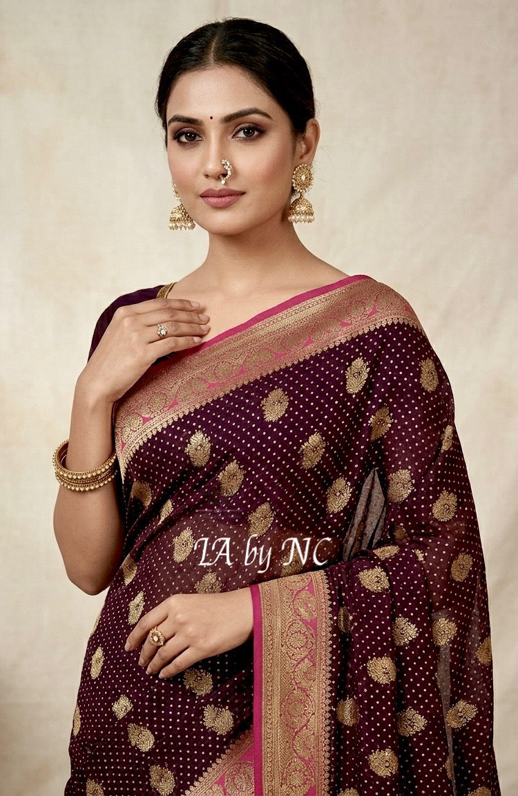 Hickory Banarasi Pure Khaddi Georgette Saree
