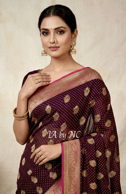 Hickory Banarasi Pure Khaddi Georgette Saree