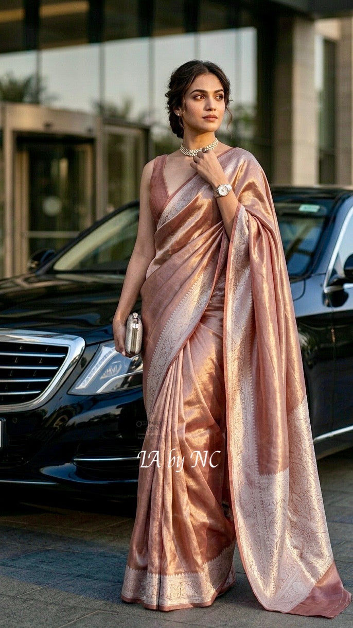 Burgundy Banarasi Pure Tissue Silk Saree