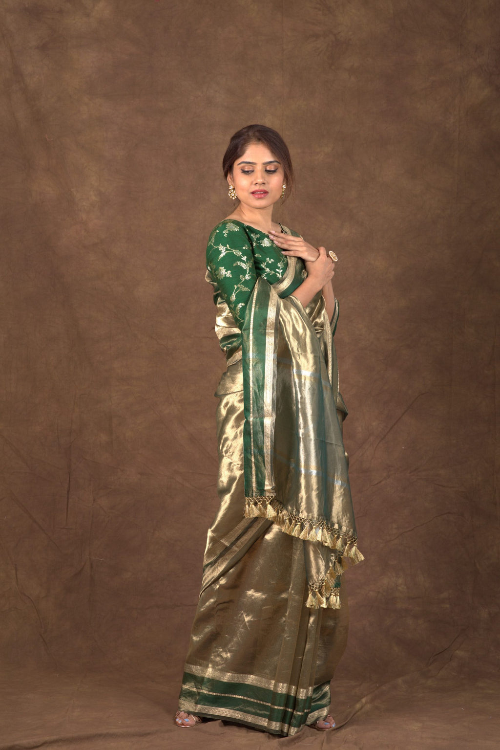 Sacramento Banarasi Pure Tissue Silk Saree - Double Katan Border