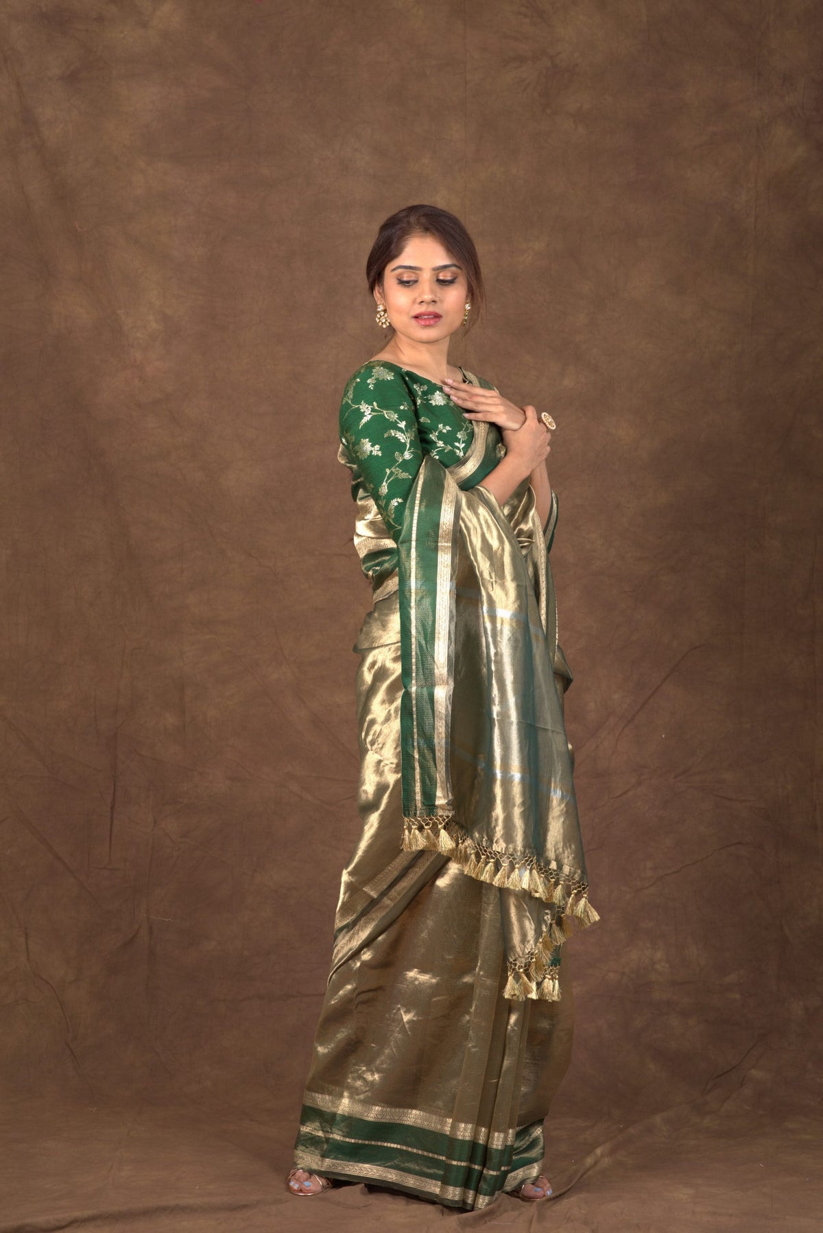 Sacramento Banarasi Pure Tissue Silk Saree - Double Katan Border