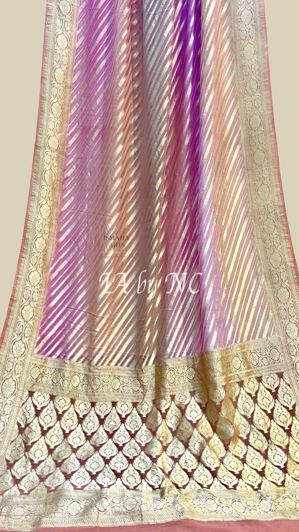 Salmon Banarasi Pure Khaddi Georgette Saree
