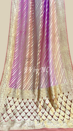 Salmon Banarasi Pure Khaddi Georgette Saree