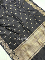 Black Banarasi Pure Khaddi Tussar Kadwa Saree