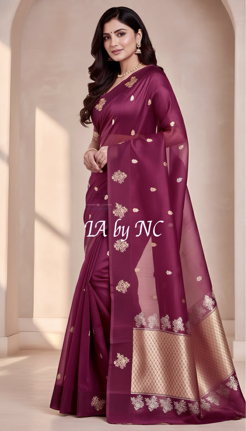 Mulberry Banarasi Pure Kora Silk Kadwa Saree
