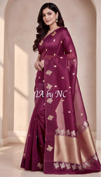 Mulberry Banarasi Pure Kora Silk Kadwa Saree