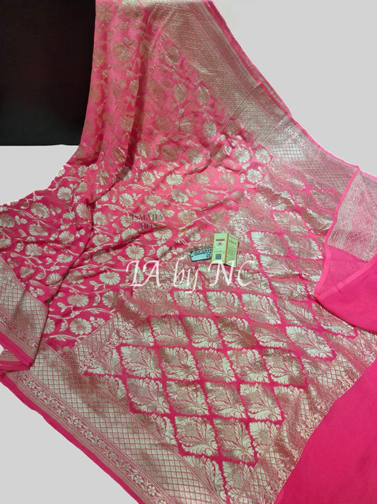 Pink Banarasi Pure Khaddi Georgette Saree