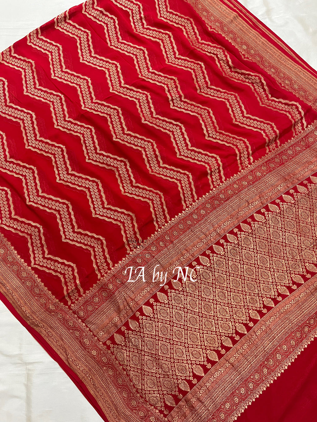 Crimson Banarasi Pure Khaddi Georgette Saree