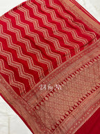 Crimson Banarasi Pure Khaddi Georgette Saree