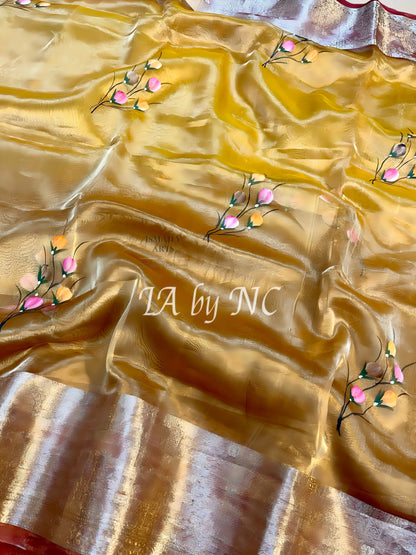 Goldenrod Banarasi Pure Tissue Silk Saree