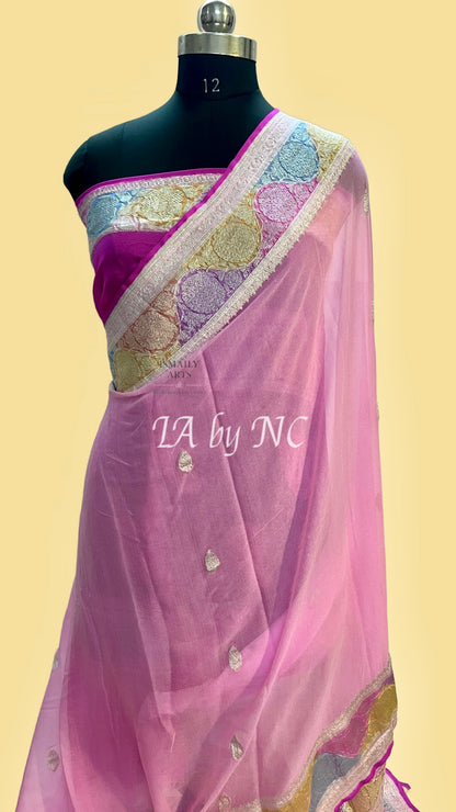 Taffy Banarasi Pure Khaddi Georgette Kadwa Saree