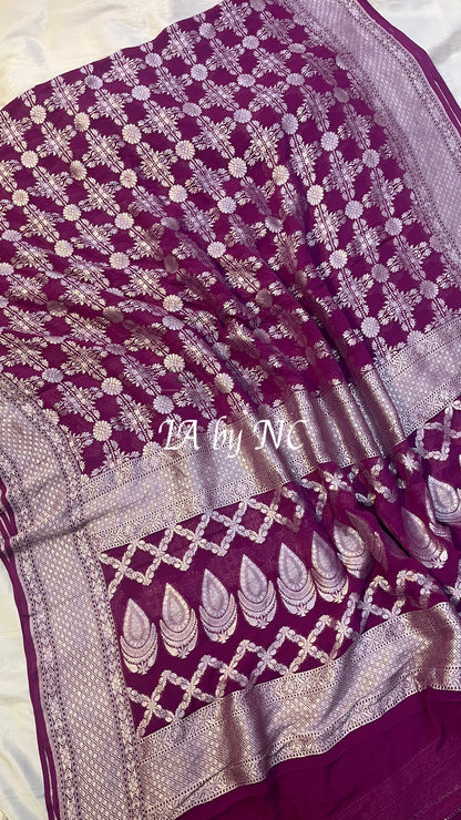 Byzantine Banarasi Pure Khaddi Georgette Saree
