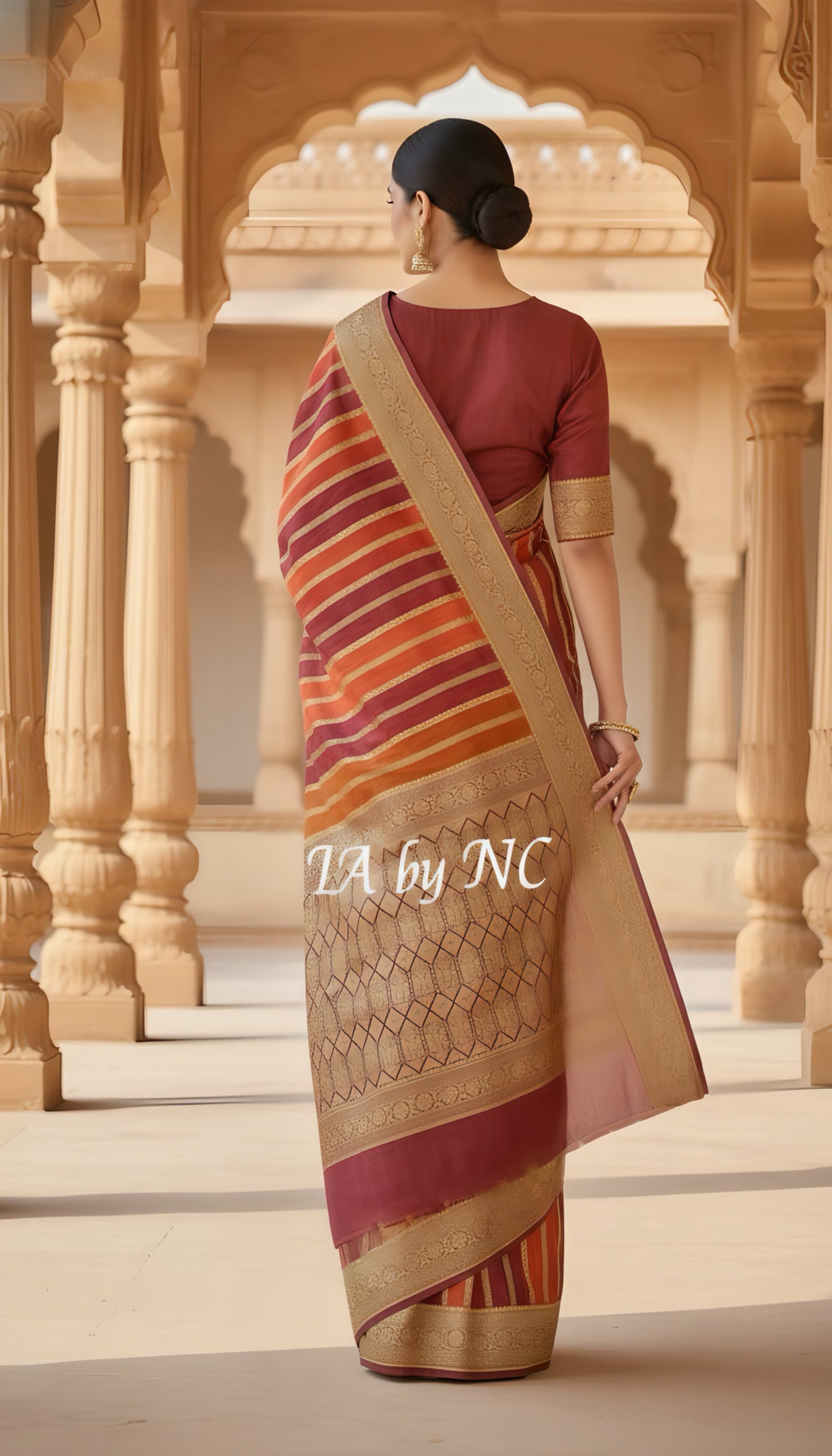 Wine Banarasi Pure Khaddi Georgette Saree