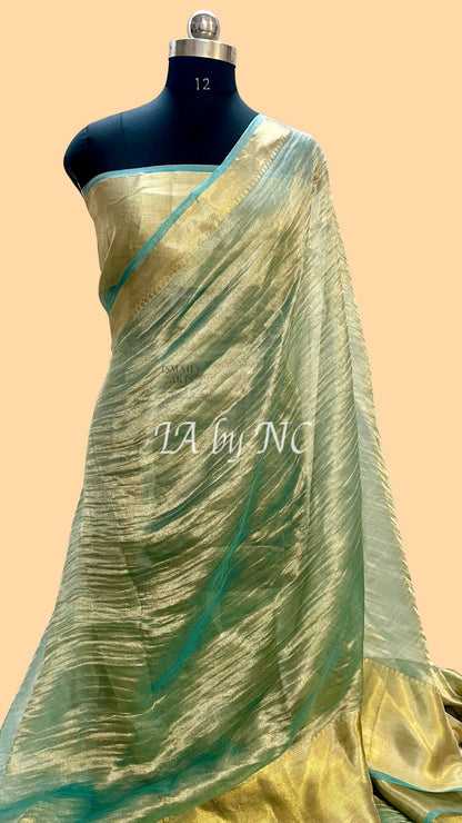 Turquoise Banarasi Pure Tissue Silk Saree