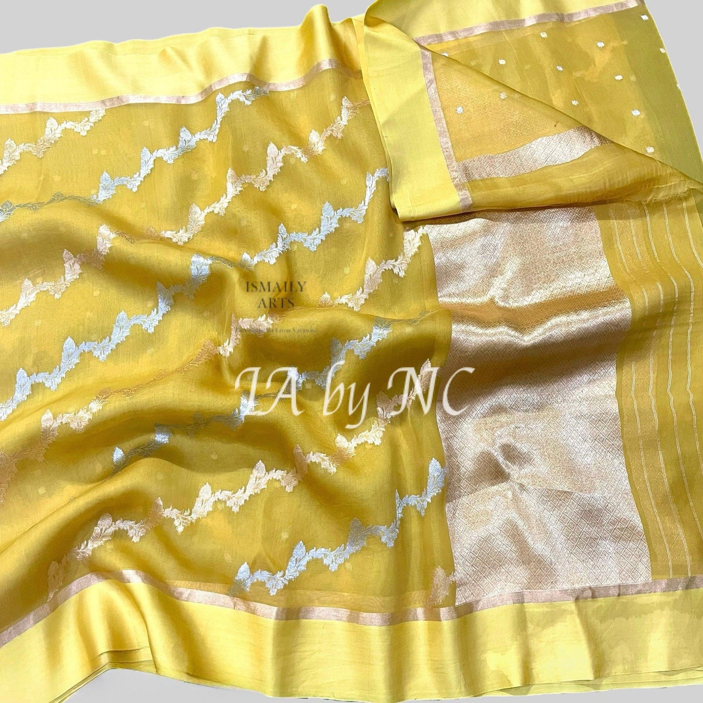 Trombone Banarasi Pure Kora Organza Kadwa Saree