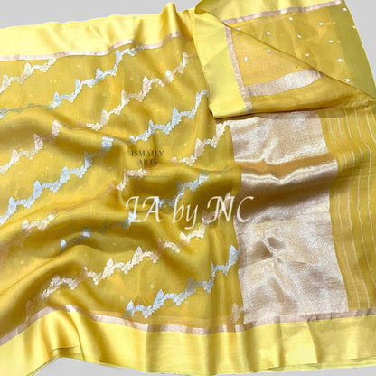 Trombone Banarasi Pure Kora Organza Kadwa Saree