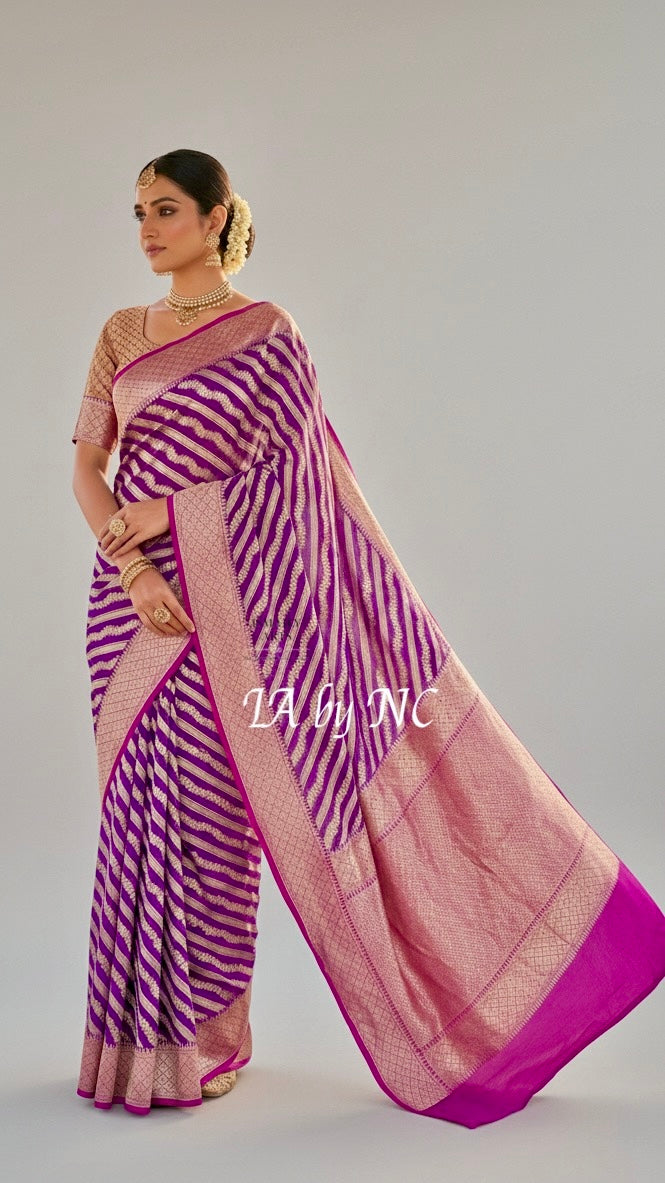 Grape Banarasi Pure Khaddi Georgette Saree